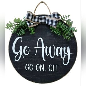 Funny Go Away Round Wooden Door Hanger